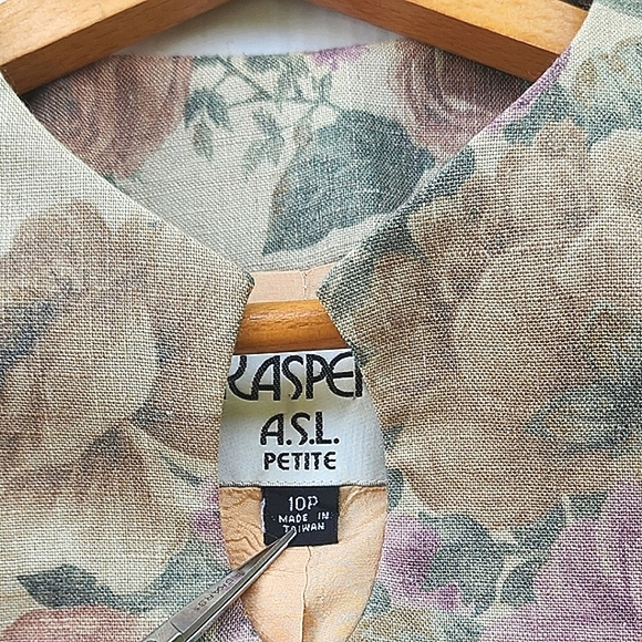 Womens 10P Vintage Kasper A.S.L. Modern Matriarch Floral Linen Skirt Suit Set - Picture 9 of 9